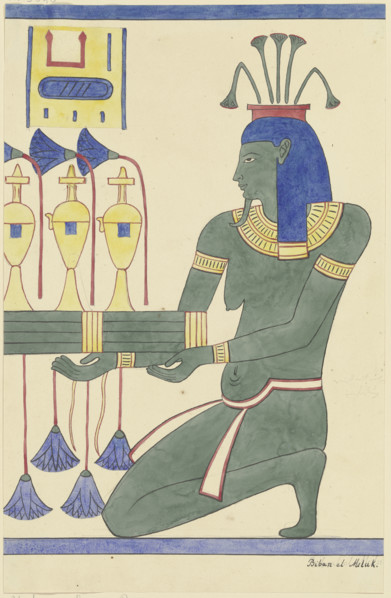 Depiction of a celebrating Egyptian in the Valley of the Kings, 1829. Creator: Friedrich Maximilian Hessemer.