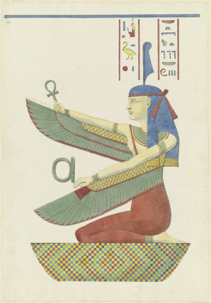 The Egyptian goddess Maat and hieroglyphs, 1829-1830. Creator: Friedrich Maximilian Hessemer.