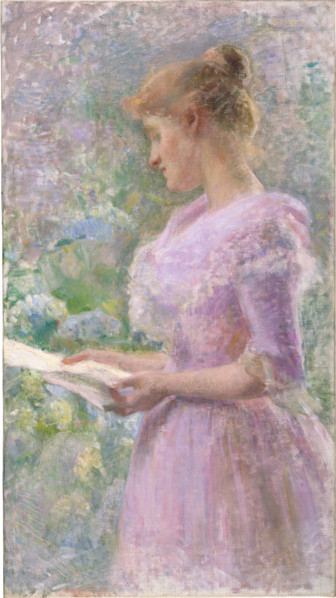 Woman Reading a Letter in the Garden, c1895. Creator: Marie Bertuch.
