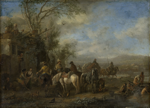 Armed Riders in Front of an Inn, c1660. Creator: Philip Wouverman.