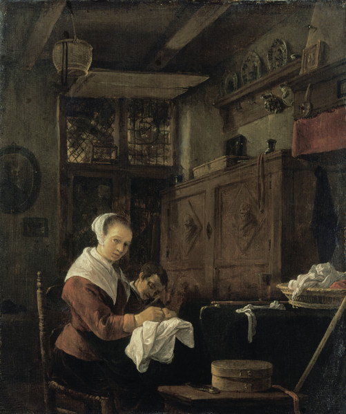 Woman at Her Sewing Table, c1655. Creator: Thomas Wijck.