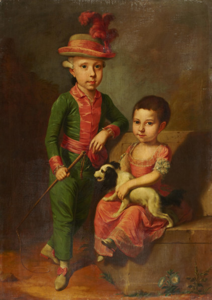 Double Portrait of Johann Georg von Holzhausen (1771-1846) and His Sister Henriette..., c1775. Creator: Heinrich Jacob Tischbein?.