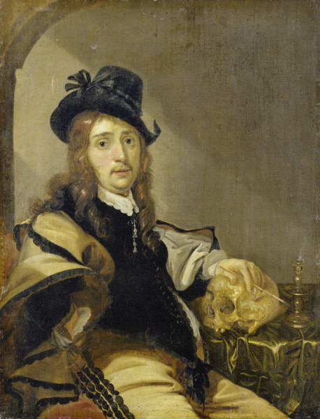Self-portrait with Skull, c1645. Creator: Karel Slabbaert.