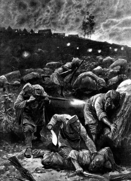 The Indian Frontier Rising: a sniping affair by the camp, 1898. Creator: Unknown.