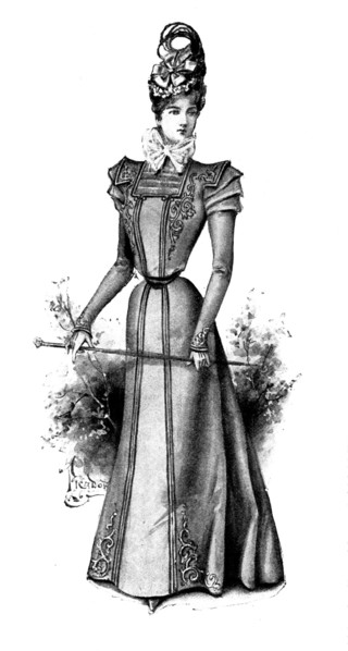 Ladies' Page: a braided cloth gown, 1898. Creator: Picador.