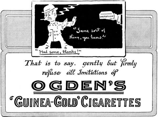 Advertisement for Ogden's 'Guinea-Gold' Cigarettes, 1898. Creator: Unknown.