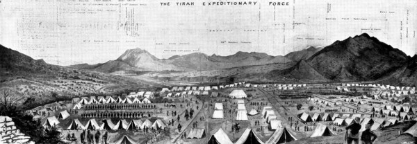 With the Tirah Expeditionary Force: bird's eye view of...Barkai Camp, Bara Valley, 1898. Creator: Unknown.