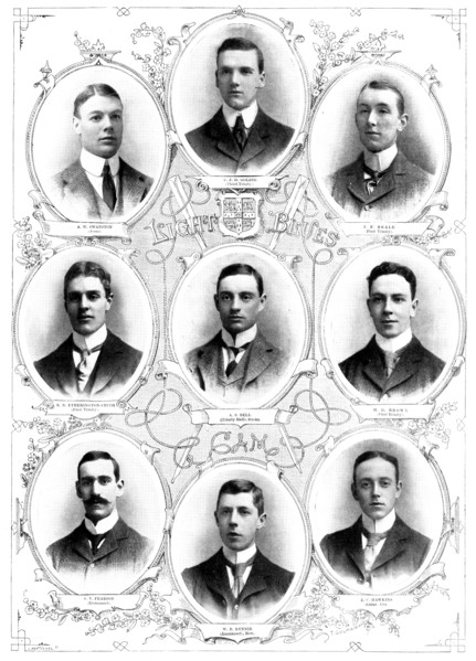 The Oxford and Cambridge Boat-Race: the Cambridge Crew, 1898. Creator: Carl Hentschel.