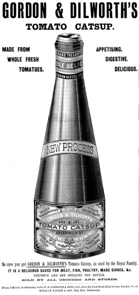 Advertisement for Gordon & Dilworth's Tomato Catsup, 1898. Creator: Unknown.