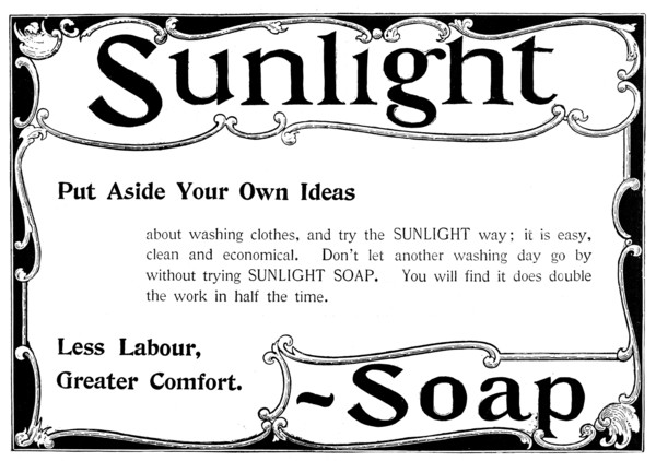 Advertisement for Sunlight Soap, 1898. Creator: Unknown.