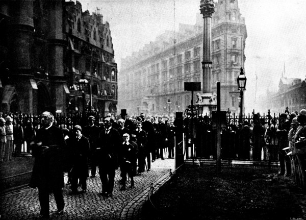 The Funeral of Mr. Gladstone: ...the Rev. Stephen Gladstone, entering the Abbey, 1898. Creator: SB Bolas & Co.