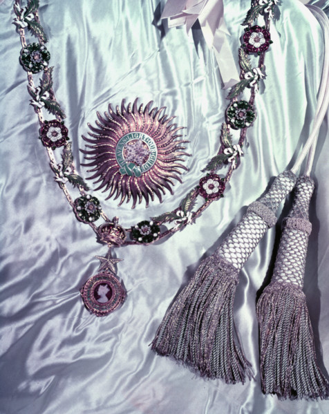The insignia and robes of the Order of St Patrick, 1953. Creator: Arthur Charles Kirby Ware.