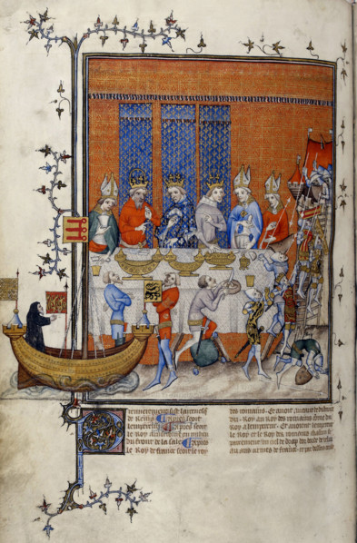 Grandes Chroniques de France: The banquet of Charles V of France celebrating the capture of...c1379. Creator: Anonymous.