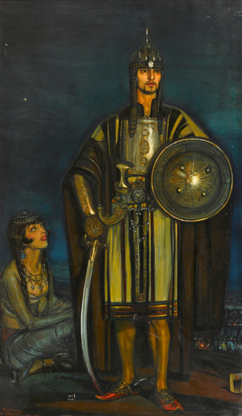 Portrait of Rudolph Valentino in "The Hooded Falcon", 1925. Creator: Beltrán Massés, Federico (1885-1949).