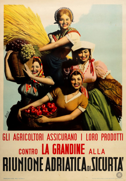 Riunione Adriatica di Sicurtà, 1953. Creator: Boccasile, Gino (1901-1952).