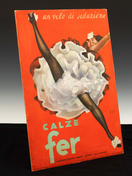 Calze Fer - Un velo di seduzione. Calzificio Antonio Ferrerio, 1950. Creator: Boccasile, Gino (1901-1952).
