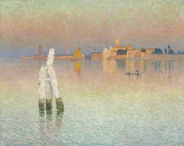 View of Murano, sunset glow, 1906. Creator: Claus, Émile (1849-1924).