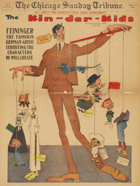 Comic strips from the series Kin-der-Kids. Chicago Tribune, 1906-1907. Creator: Feininger, Lyonel (1871-1956).