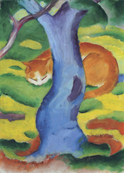 Children's Picture (Cat Behind A Tree), 1910-1911. Creator: Marc, Franz (1880-1916).
