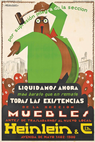 Muebles, Heinlein & Cia, 1929. Creator: Mauzan, Luciano Achille (1883-1952).