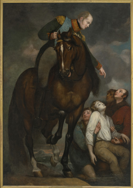 Alexander I (1777-1825), Emperor of Russia, saved a drowning man in Vilna. Creator: Northcote, James (1746-1831).