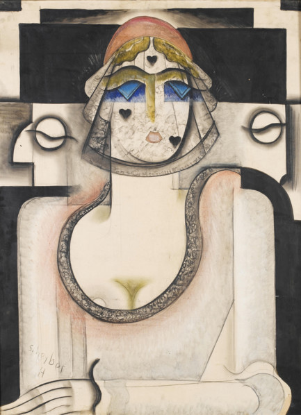 Portrait of a woman wearing a black veil. Creator: Scheiber, Hugo (1873-1950).