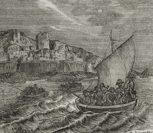 Salvation of French emigrants in Collioure, 1851.  Creator: Unknown.