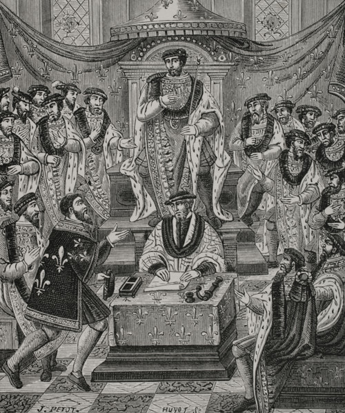 Reception of a knight of the Order of Saint Michael, French military order ..., 1469-70, (1877). Creators: J Petot, Jules Jean Marie Joseph Huyot.