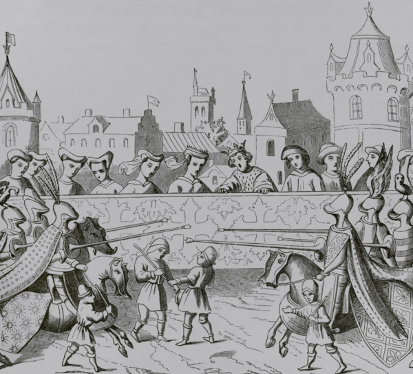 Jousting in honour of  Isabella of Bavaria's entrance into Paris, 20 June 1389 , 15th cent (1877).  Creator: Unknown.