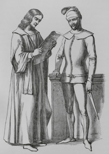 Notary and henchman in the 15th century, Italy, 1878. Creator: Unknown.