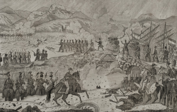 Taking of the bridge of Luchana, 3rd Siege of Bilbao, (1836), First Carlist War (1833-1840), 1845.  Creator: Carlos Mugica y Perez.