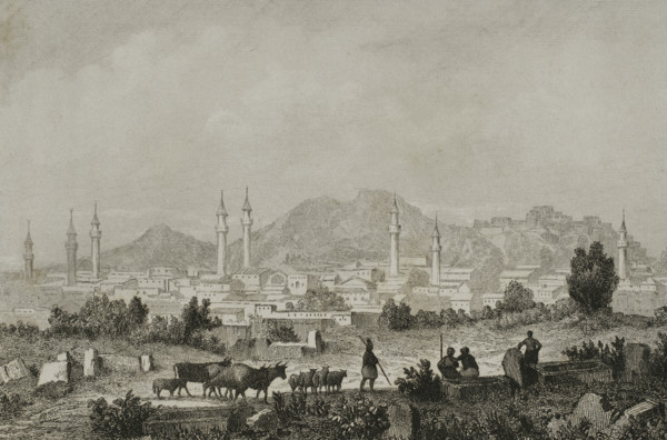 Panoramic view of the city, Angora (currently Ankara), Turkey, 1838.  Creator: Auguste-Francois Ales.