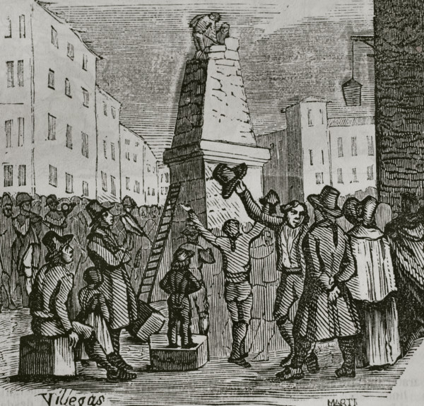 Demolition of the Pyramid of Roncesvalles after the occupation by French troops, War of..., 1851.  Creator: Unknown.