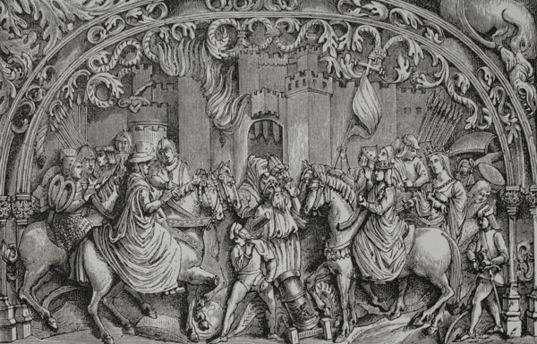 Granada War, (1482-1492): Surrender of the town of Montefrío, near Granada, 1486 (1877).  Creator: Unknown.