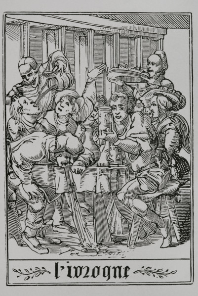 The Drunkard from "The Dance of Death", 1547, (1877).  Creator: Unknown.
