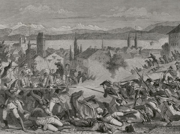 French Revolutionary Wars: Second Coalition (1709-1802) - "Battle of Zurich", 1799 (1879).  Creator: Unknown.