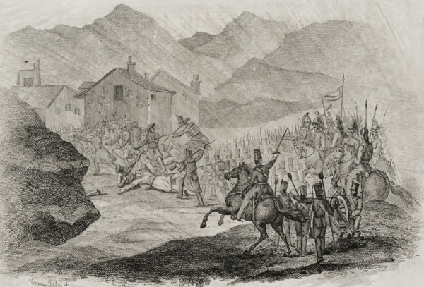 First Carlist War, (1833-1840): Battle of Nazar and Asarta, 29 December 1833, (1842).  Creator: Unknown.