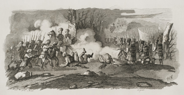 First Carlist War, (1833-1840): Battle of Alsasua, April 22, 1834, (1842).  Creator: Pedro Celestino Mare.