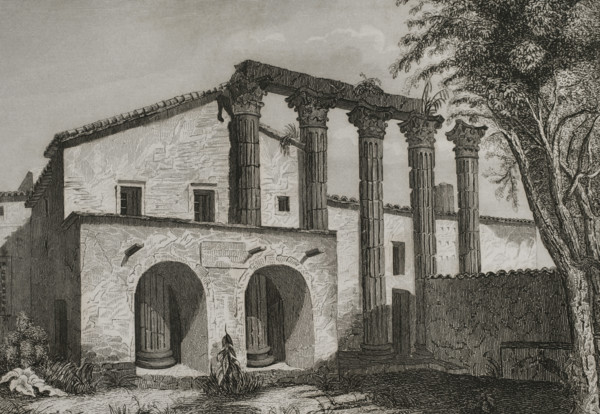 Ruins of the Temple of Diana in Mérida, Extremadura, Spain, 1852.  Creator: Unknown.
