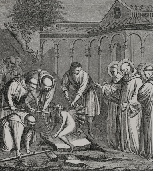 The Heavy Stone - episode from the life of Saint Benedict of Nursia (480-547), 1387 (1877). Creator: Unknown.