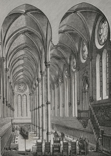 Refectory, Saint-Martin-des-Champs Priory, Paris, France, 13th century, (1877).  Creator: Unknown.