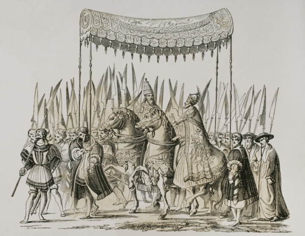 Coronation of Charles V, (1500-1558) as Holy Roman Emperor, (1519-1556)...in 1530, (1878). Creator: Unknown.