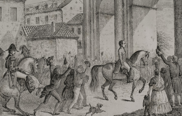 Triumphant entry of Ferdinand VII, (1784-1833) in Madrid, 1808, (1851).  Creator: Unknown.