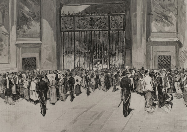The novendialis ceremonies after the death of Pope Pius IX in Rome, (Italy), 1878. Creator: Bernardo Rico.