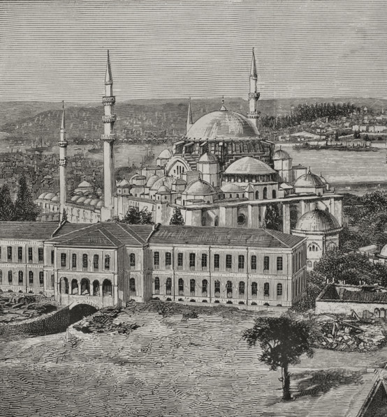 Suleymaniye Mosque designed by architect Mimar Sinan, Istanbul, Turkey, 1878. Ottoman architecture. Creator: Mimar Sinan.