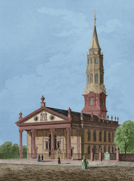 St Paul's Chapel in Manhattan, New York, 1837, (1850).  Creator: Jules Louis Arnout.