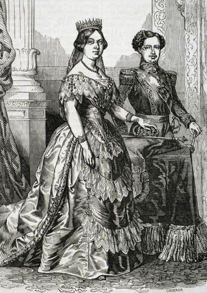 Queen Isabella II of Spain, (1830-1904) and her husband Francisco de Asís, Duke of Cádiz..., 1853. Creators: Eusebio Zarza, Coderch.