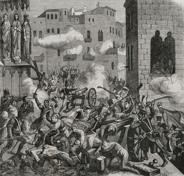 Siege of Tarragona, Peninsular War, (1808-1814), Catalonia, Spain, 1811 (1853). Creator: Ildefonso Cibera.