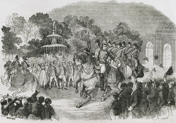 Triumphant entry of Ferdinand VII as King of Spain in Madrid, March 24, 1808, (1853). Creators: Miranda, Ildefonso Cibera.