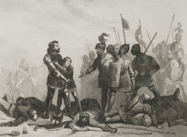 Battle of Aljubarrota, (14 August 1385), Hundred Years' War, 1853.  Creator: Antonio Roca Sallent.